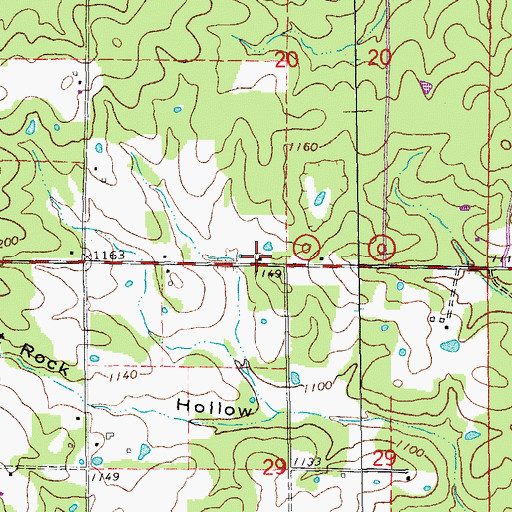 Topographic Map of Inwood School, MO