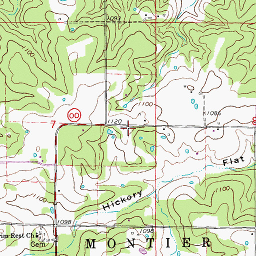 Topographic Map of Heelstring School, MO
