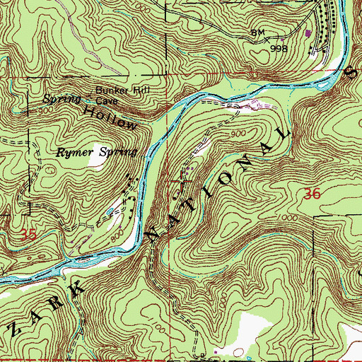 Topographic Map of Rymer Ranch, MO