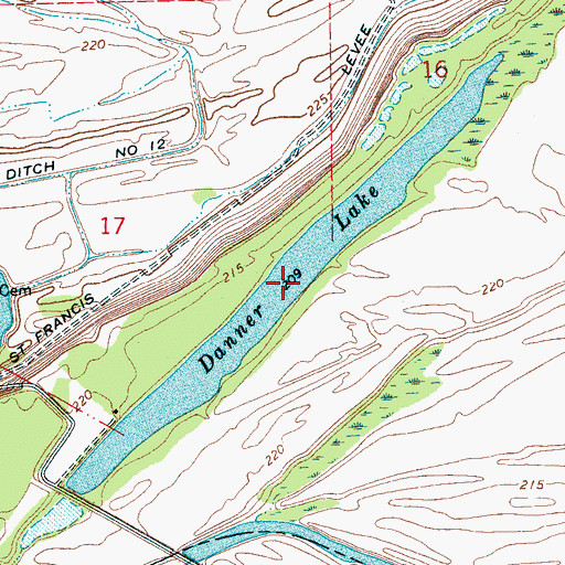 Topographic Map of Danner Lake, AR