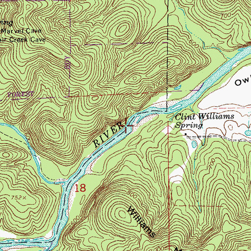 Topographic Map of Williams Ford (historical), MO