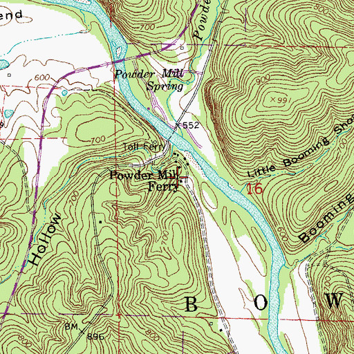 Topographic Map of Owls Bend School, MO