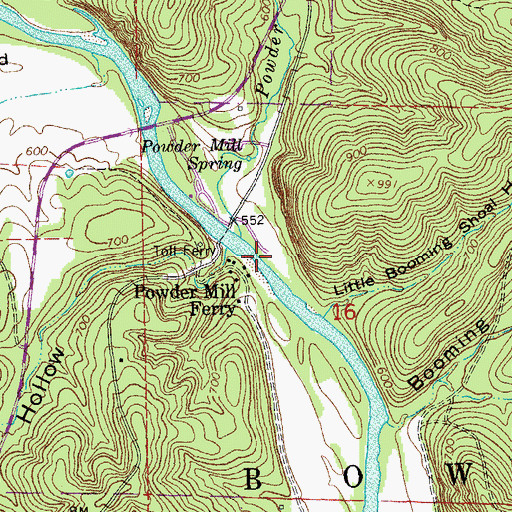 Topographic Map of Powder Mill Ford (historical), MO
