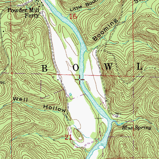 Topographic Map of Booming Shoal Ford (historical), MO