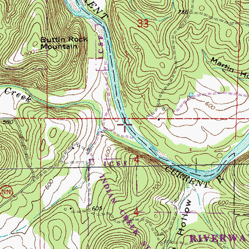 Topographic Map of Rocky Creek Ford (historical), MO