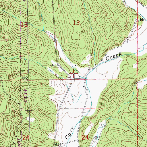 Topographic Map of Lower Carr Creek School (historical), MO