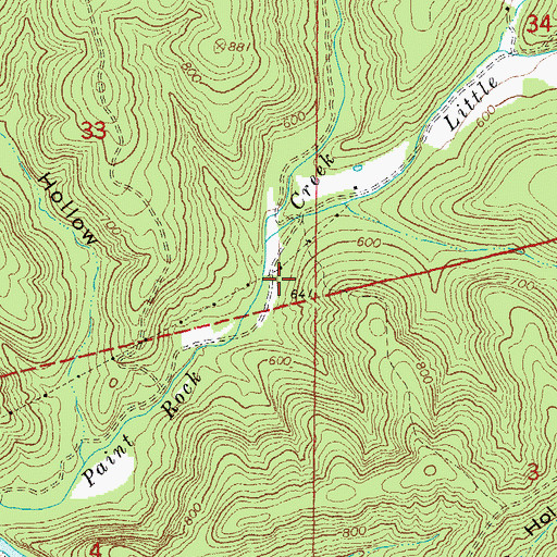 Topographic Map of Paint Rock School (historical), MO