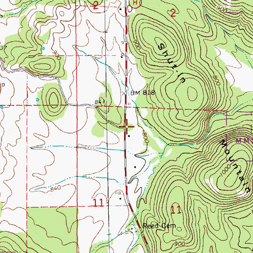Topographic Map of Reed School (historical), MO