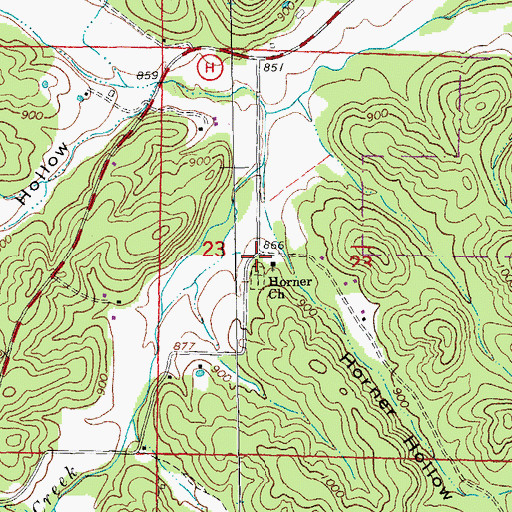 Topographic Map of Horner School (historical), MO
