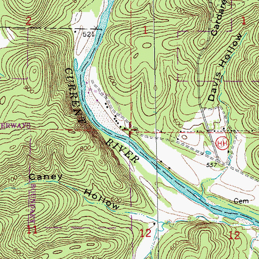 Topographic Map of Cardareva School, MO