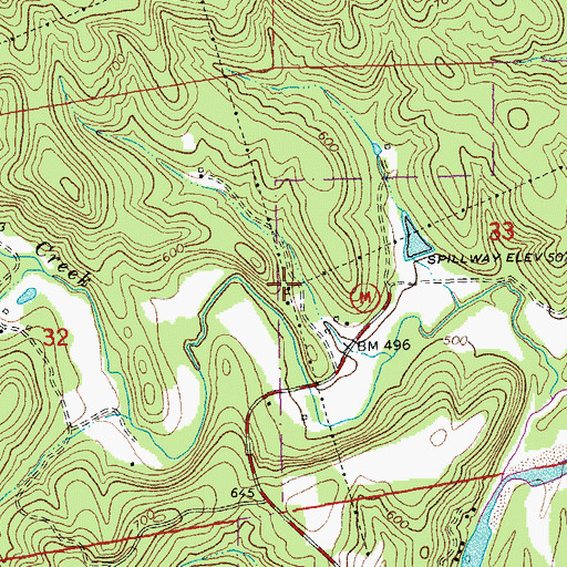 Topographic Map of Rogers Creek School, MO