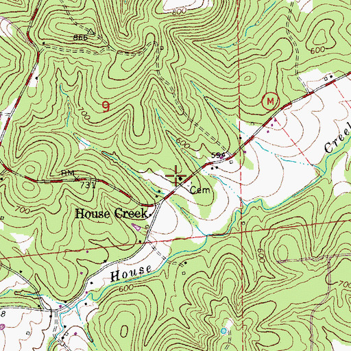Topographic Map of House Creek School, MO