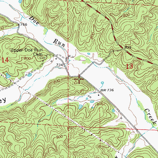Topographic Map of Upper Doe Run School, MO