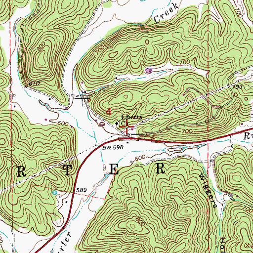 Topographic Map of Carter Creek School (historical), MO