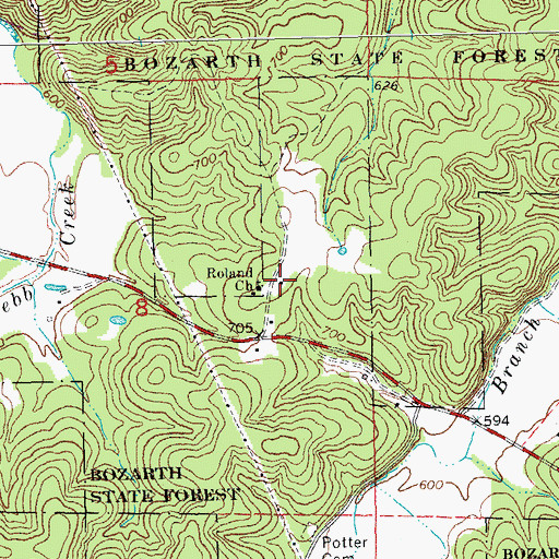 Topographic Map of Roland School, MO