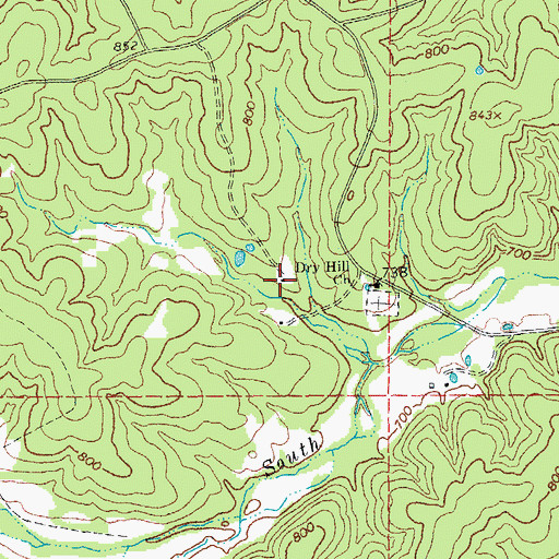 Topographic Map of Dry Hill School, MO
