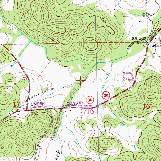 Topographic Map of Lebannon Church (historical), MO