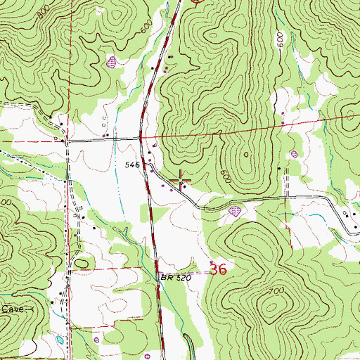 Topographic Map of Camp Creek School, MO
