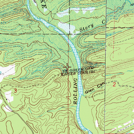 Topographic Map of De Queen Dam, AR