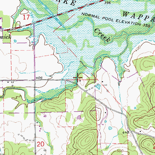 Topographic Map of Hog Eye School (historical), MO