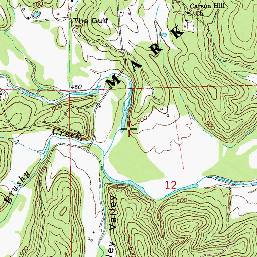 Topographic Map of Carson Hill School (historical), MO