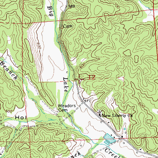 Topographic Map of Lake Creek School (historical), MO