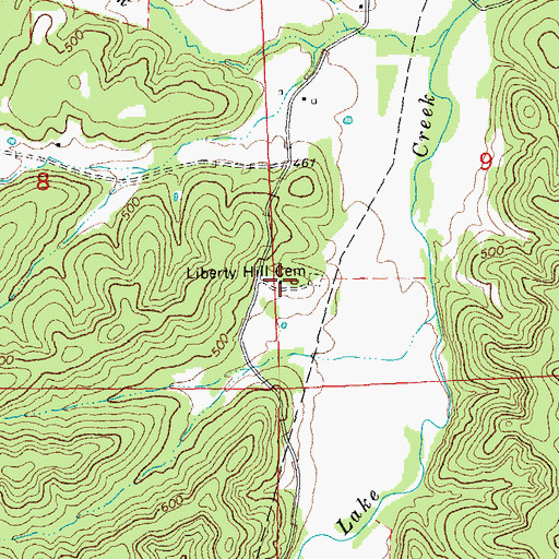 Topographic Map of Liberty School, MO