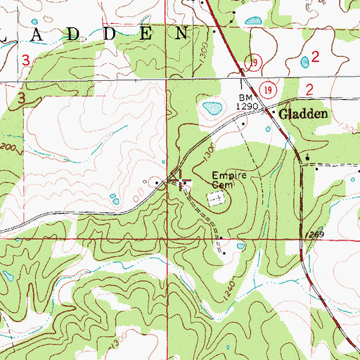 Topographic Map of Empire School, MO