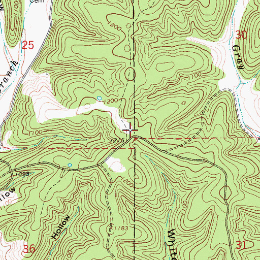 Topographic Map of South Shady Bend School, MO