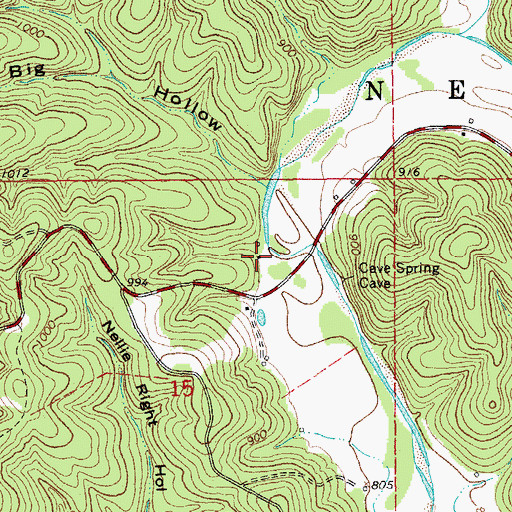 Topographic Map of Cave Spring School, MO