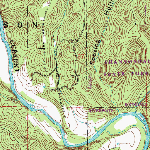 Topographic Map of Wellsford School, MO