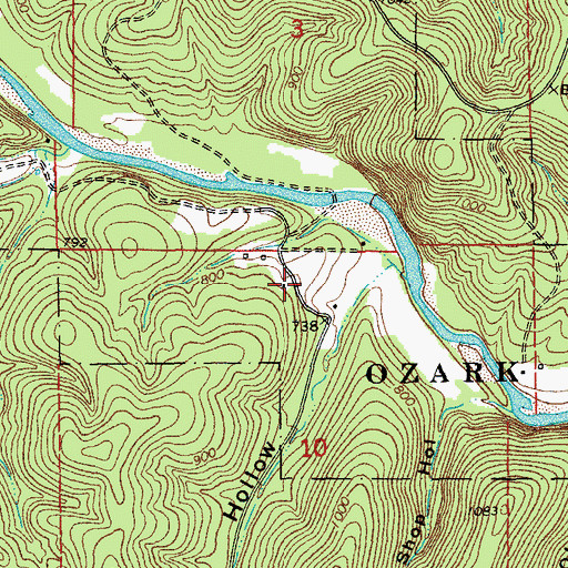 Topographic Map of Boyds School, MO