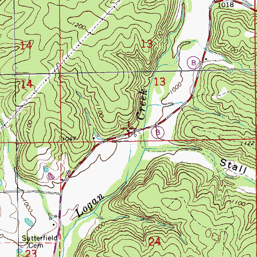 Topographic Map of Radford School (historical), MO