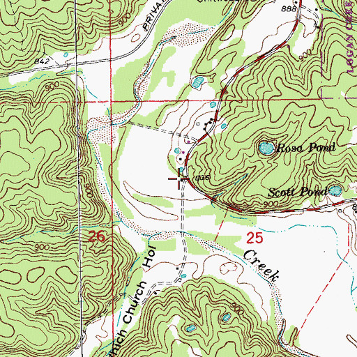 Topographic Map of Lone Cedar School, MO