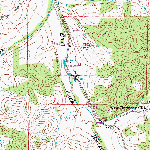 Topographic Map of Elm Spring School, MO
