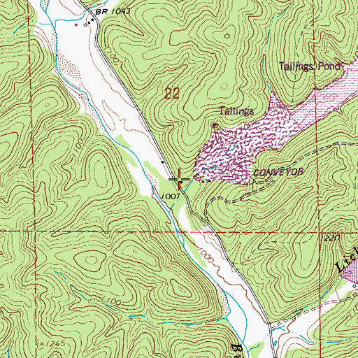 Topographic Map of Bills Creek School, MO