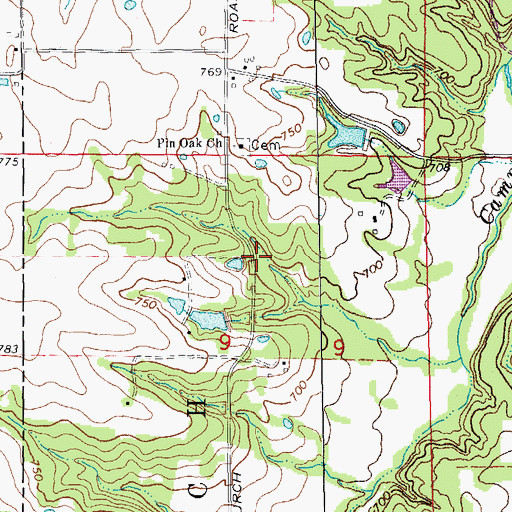 Topographic Map of Pinoak School (historical), MO