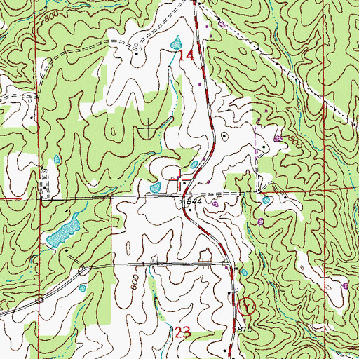 Topographic Map of Oak Grove School (historical), MO