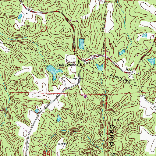 Topographic Map of Big Four School (historical), MO