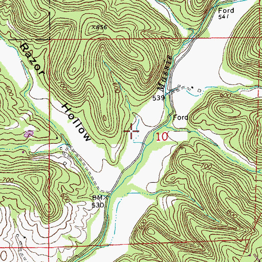 Topographic Map of Central School (historical), MO
