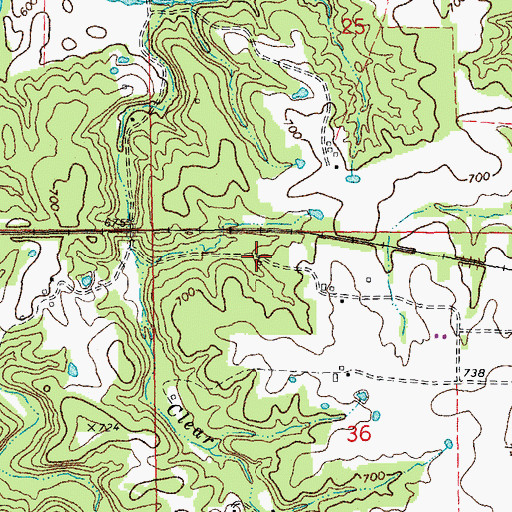 Topographic Map of Happy Hill School (historical), MO