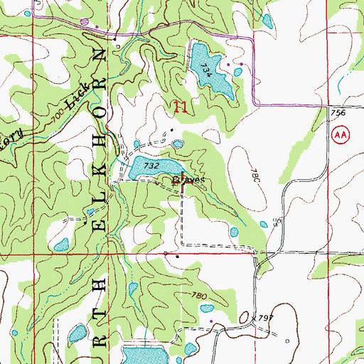 Topographic Map of Pleasant Hill School (historical), MO
