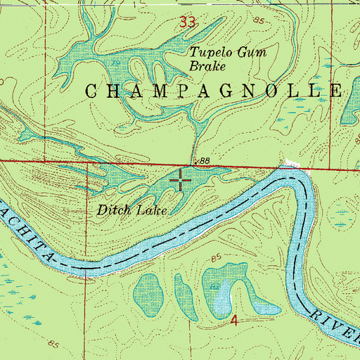 Topographic Map of Ditch Lake, AR