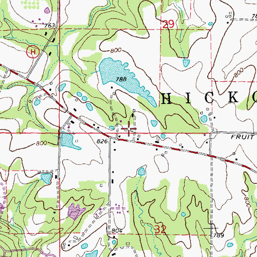 Topographic Map of Pitt School (historical), MO