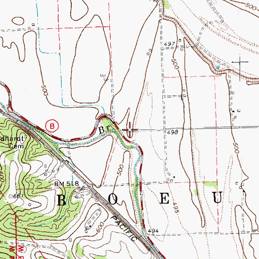Topographic Map of Lower Bottom School (historical), MO
