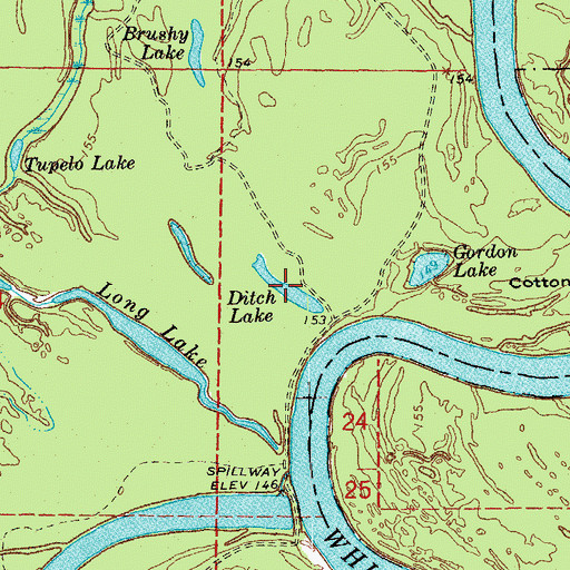 Topographic Map of Ditch Lake, AR