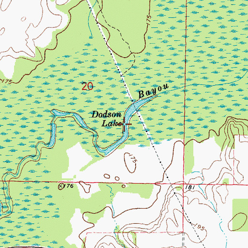 Topographic Map of Dodson Lake, AR