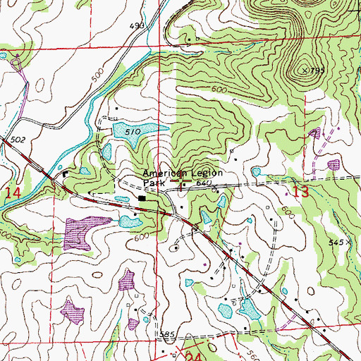 Topographic Map of Cedar Grove School (historical), MO