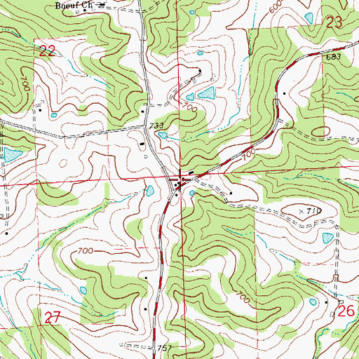 Topographic Map of Maupin School, MO