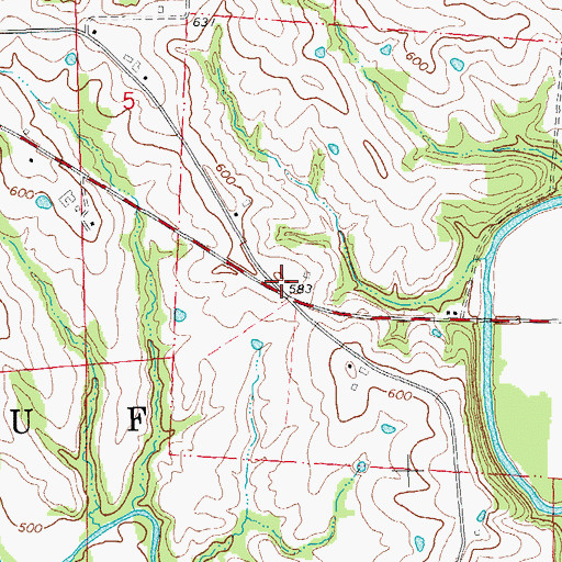Topographic Map of Yates School (historical), MO